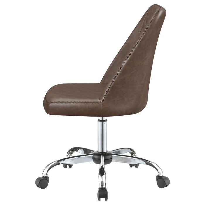 Adjustable Office Chair With Diamond Tufted Backrest Base - Brown
