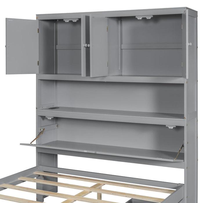 Platform Bed With USB, Storage Headboard & Drawers