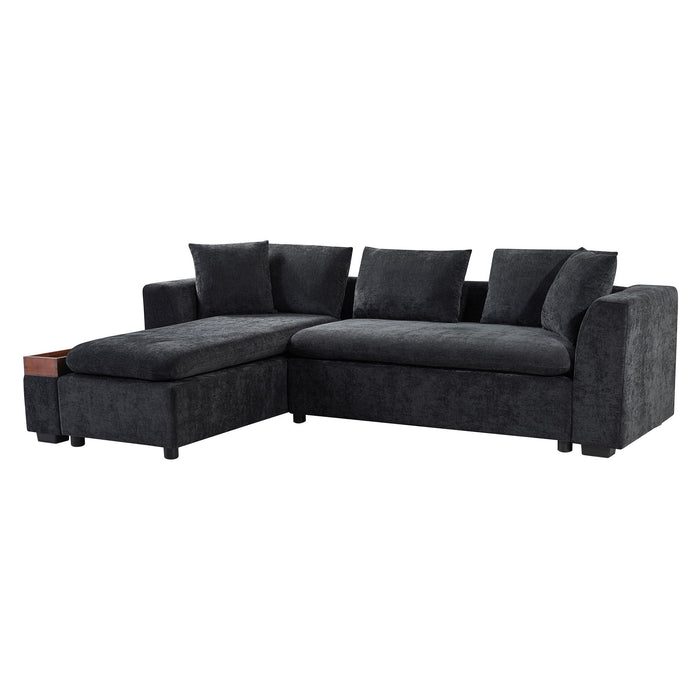 Modern L Shaped Sectional Sofa With Chenille Upholstery And Wooden Storage