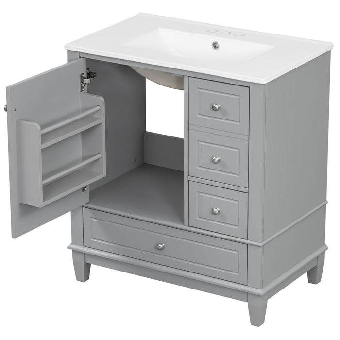 Freestanding Bathroom Vanity With Sink, Soft Close Door, 3 Drawers