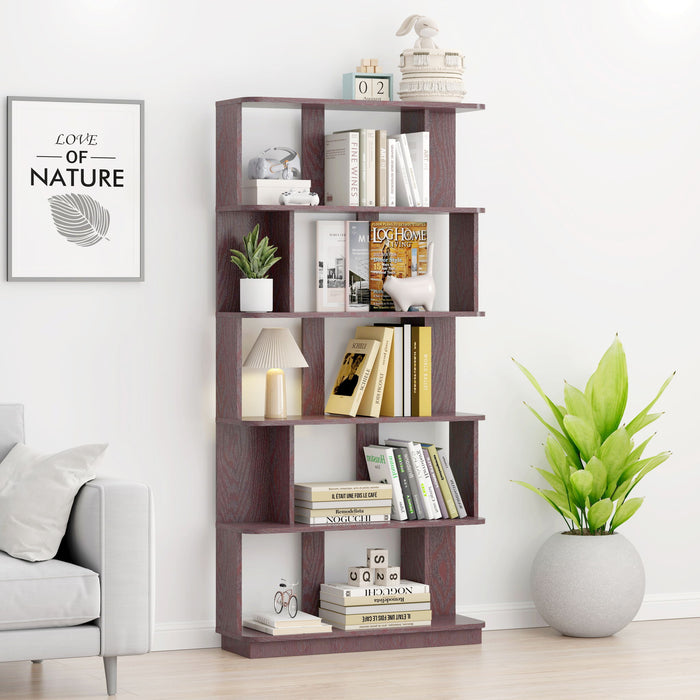 Modern 5 Tier Open Storage Bookcase