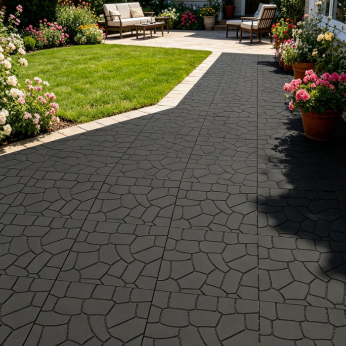 Stone Texture Patio Deck Tiles, 44 Pieces