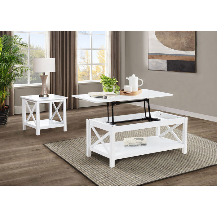 Slater - Lift Top Coffee Table With X Frame Design - White