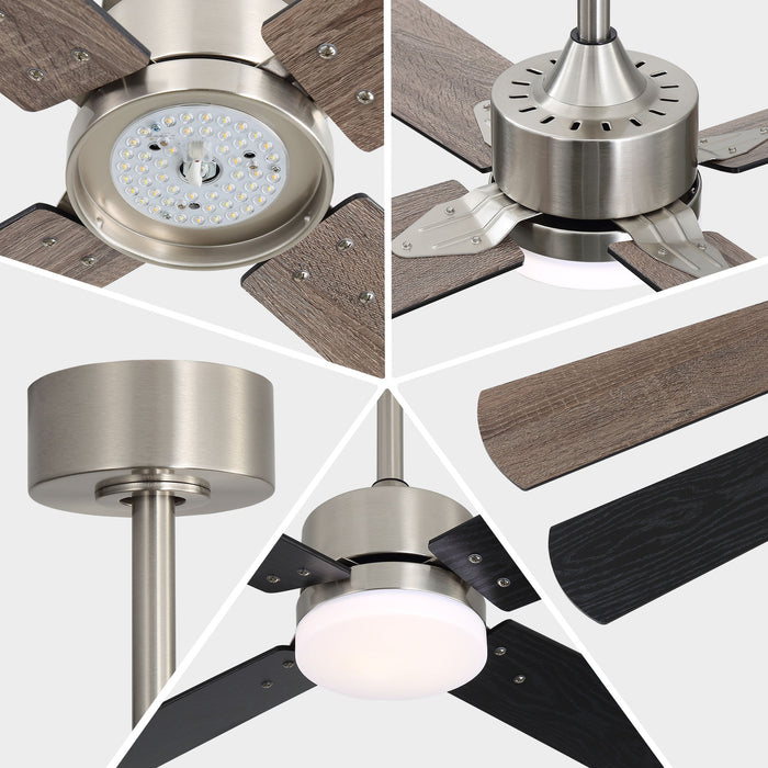 42" Ceiling Fan With Light And Memory Function, DC Reversible Motor, 4 Blades