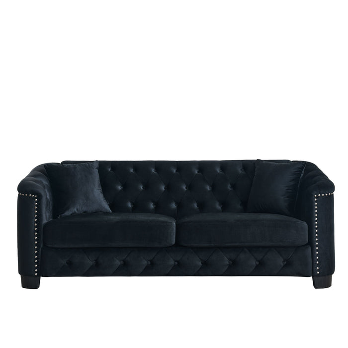 Modern Chesterfield Sofa With Tufted Backrest For Living Room
