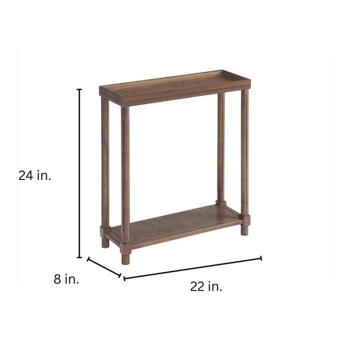 Narrow Side End Tables With Shelf (Set of 2) - Chestnut