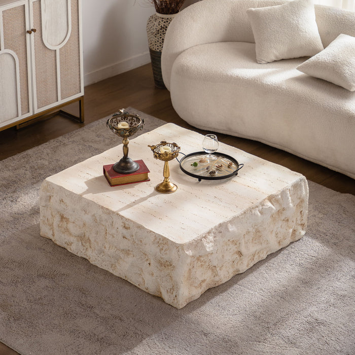 Square Coffee Table Design Living Room Office Furniture - Light Beige