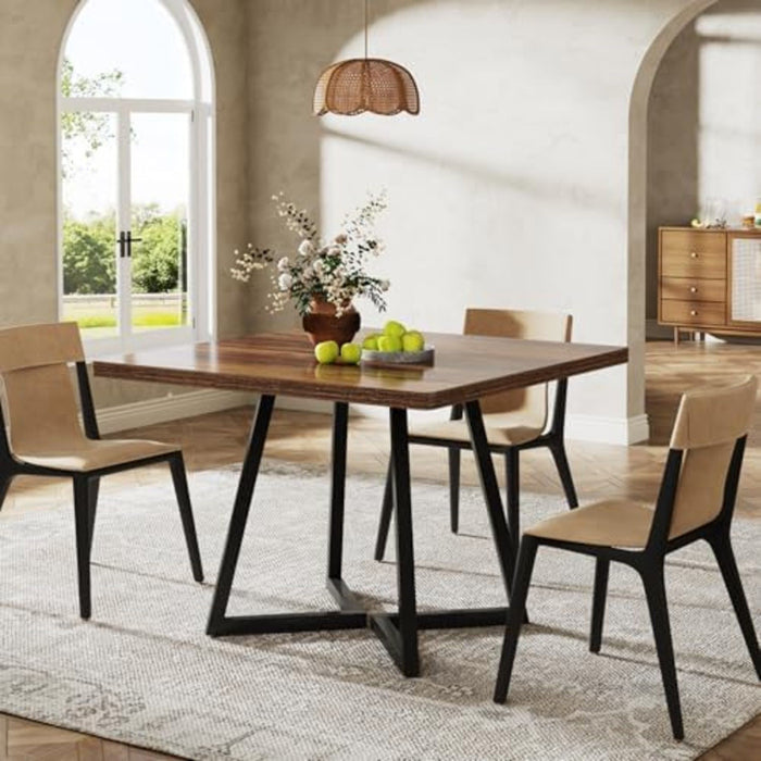 Square Dining Compact Kitchen Table - Brown / Black