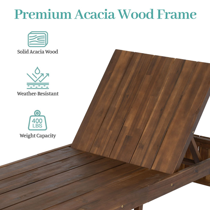 Adjustable Outdoor Chaise Lounge Patio Recliner With Removable Cushion