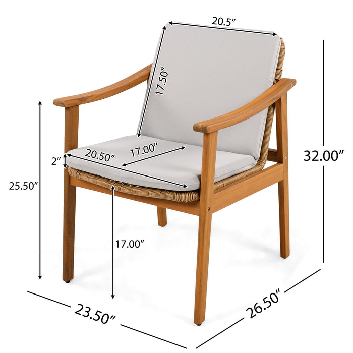 7 Piece Outdoor Patio Dining Set With & 6 Arm Chairs