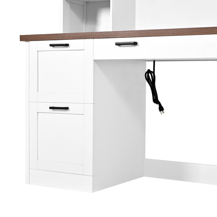 Farmhouse Computer Desk With Hutch
