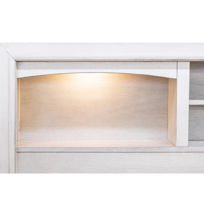 Bed With Built In LED Lights And Open Shelves