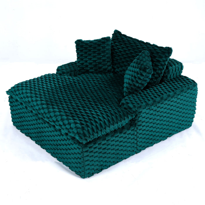 Comfort Bearing Sofa With 2 Pillows And 1 Backrest - Green