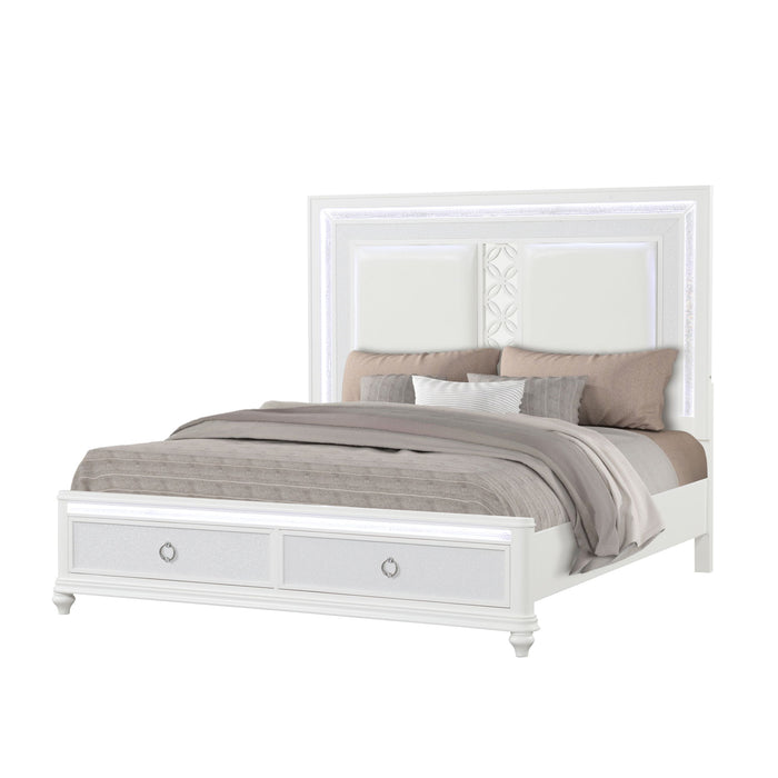 Abigale - Bed & LED Lighting And 2 Drawer Storage Footboard