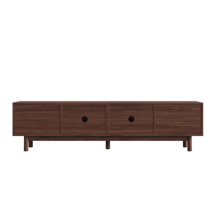 TV Stand With Sliding Doors And 2 Drawers For Living Room - Dark Brown
