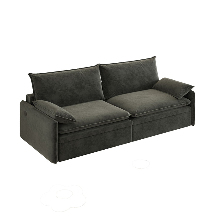 4 Seat Convertible Sleeper Sofa Bed, Modern With Storage