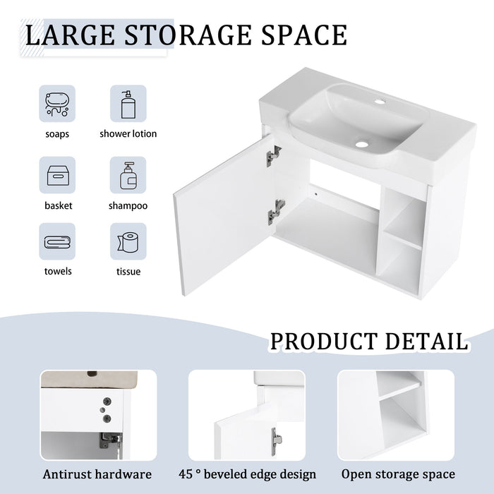 Wall Mounted Bathroom Vanity With Sink & Soft Close Door