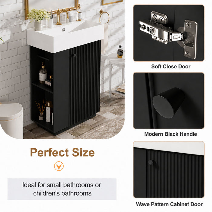 Bathroom Vanity With Sink, Freestanding Wood Grain Cabinet With Storage