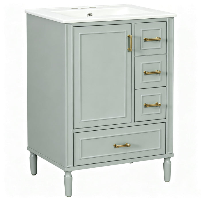 Modern Bathroom Vanity With Sink, Soft Close Doors, 3 Drawers