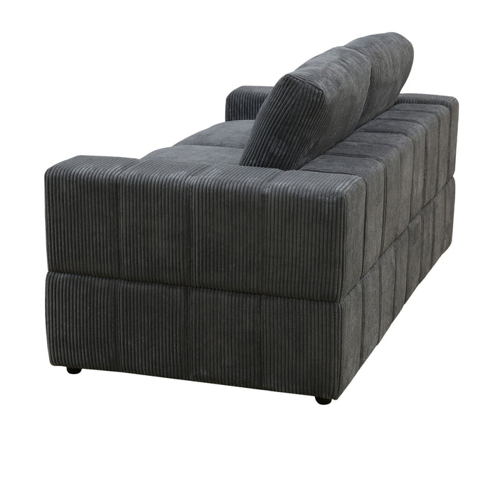 Oversized Modular Loveseat, 2 Piece Living Room Sofa Set - Dark Gray