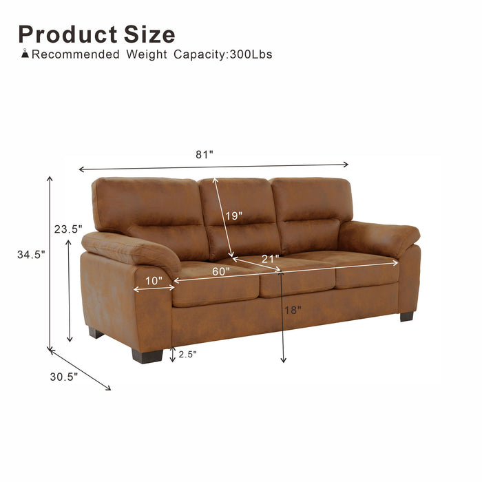 3 Seater Sofa With Padded Armrests And Triangular Leg
