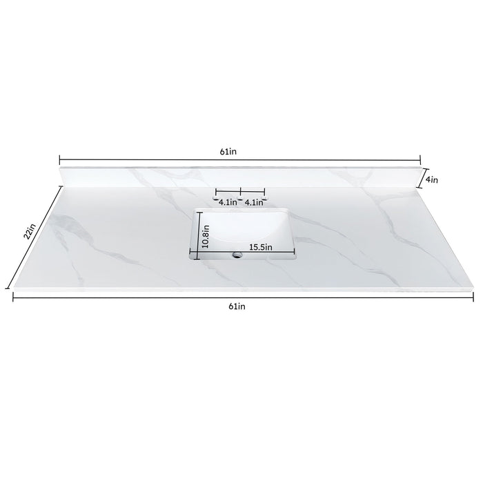 Bathroom Vanity Top With Undermount Sink, 3 Pre Drilled Holes