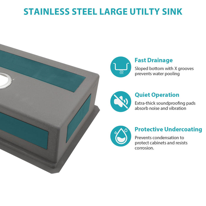 Undermount Steel Kitchen Sink, Deep Single Bowl Basin