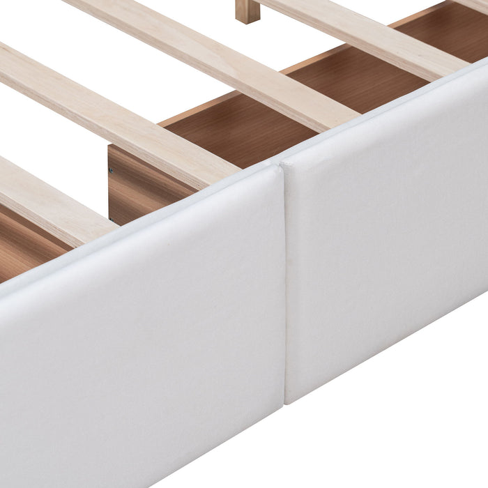 Upholstered Platform Bed With Classic Headboard And Drawers, No Box Spring Needed