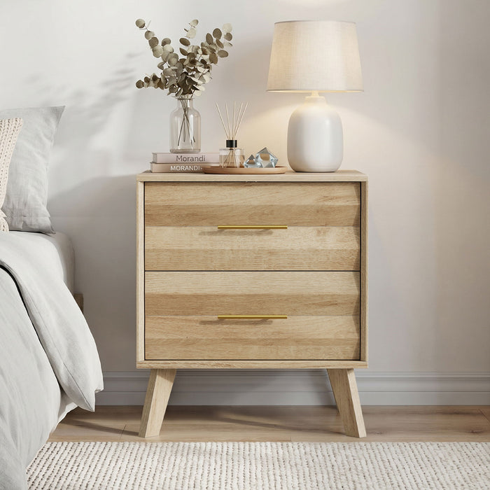 Medieval Double Drawer Bedside Table