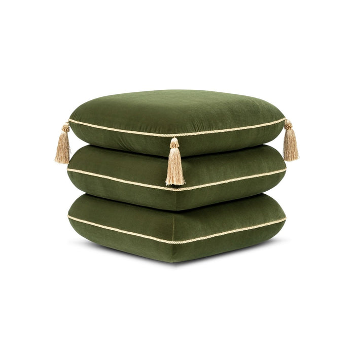 Monarch - Tassled Ottoman - Olive Green