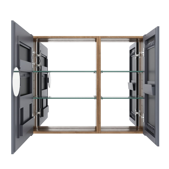 33.56" Wall Mounted Bathroom Cabinet With Adjustable Shelves - Imitative Oak