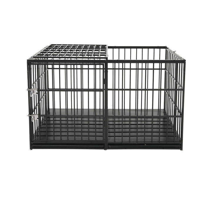 Extra Large Heavy Duty Dog Crate With Removable Pans For Dogs - Black