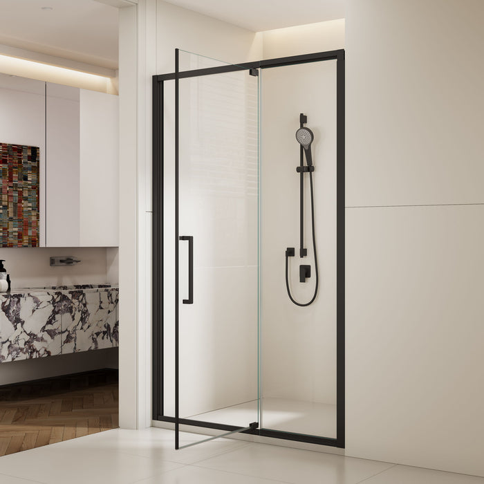 Adjustable Shower Door With Clear SGCC Tempered Glass And Aluminium Alloy Frame - Matte Black