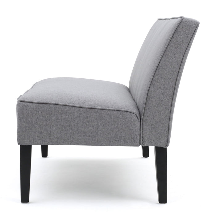 Contemporary Loveseat With Upholstered Fabric And Birch Wood Legs