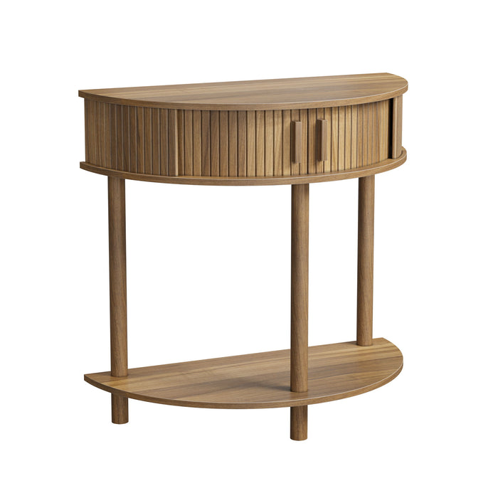 Half Moon Console Table For Living Room - Walnut