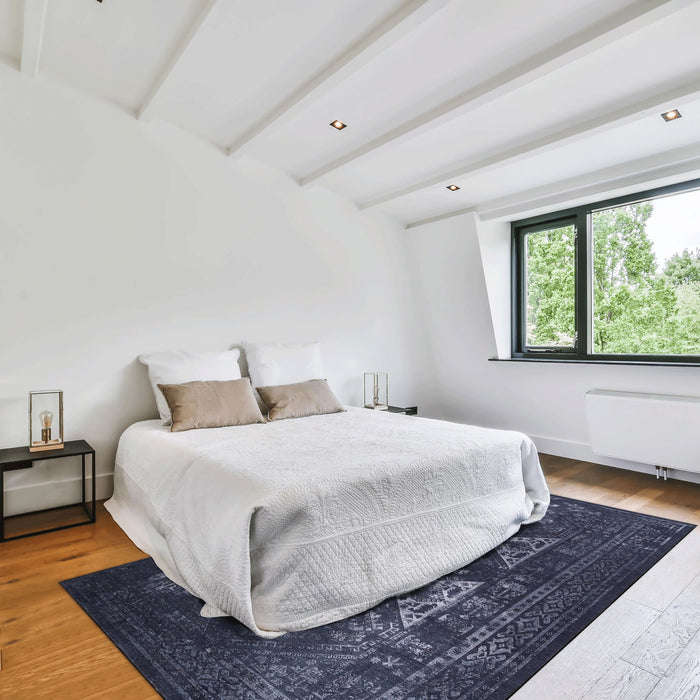 Maval - 8' X 10' Area Rug Washable - Black / Gray