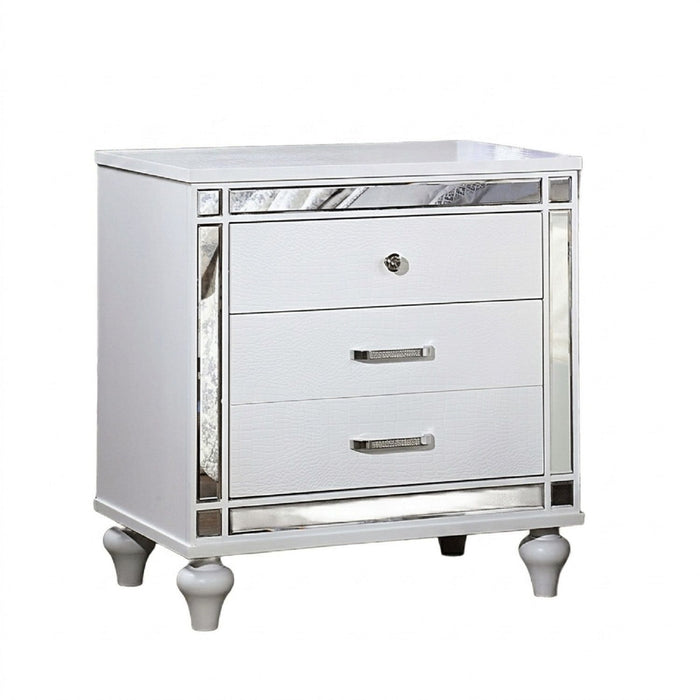 Contemporary Nightstand With Crocodile Textured Trim