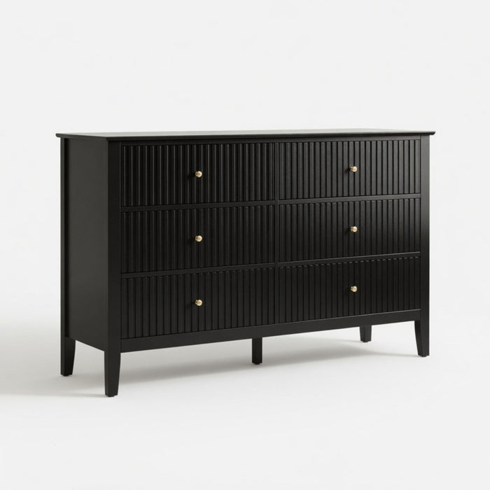 Modern 6 Drawer Fluted Dresser