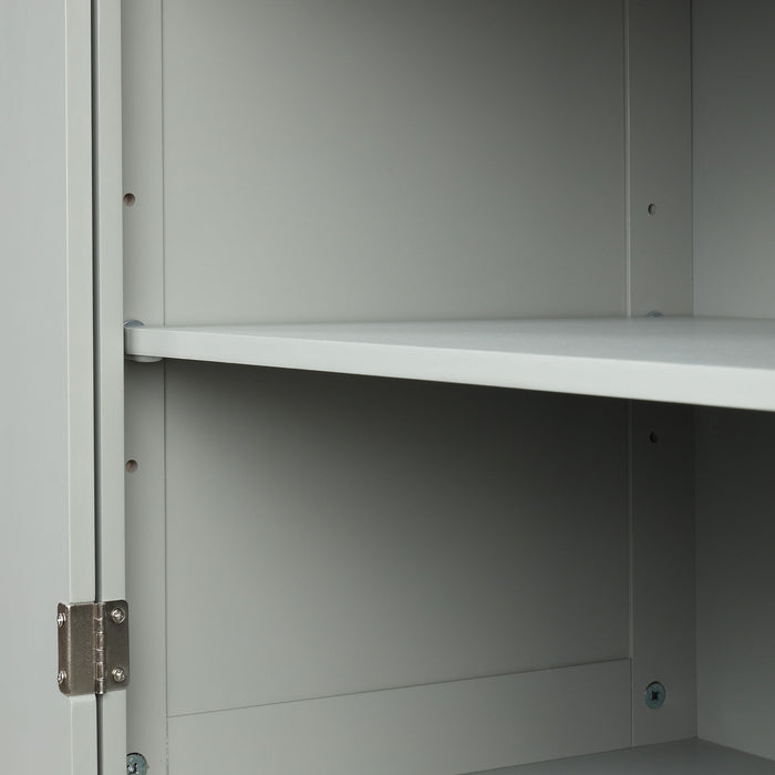Tall Freestanding Bathroom Storage Cabinet With 2 Drawers And Adjustable Shelf