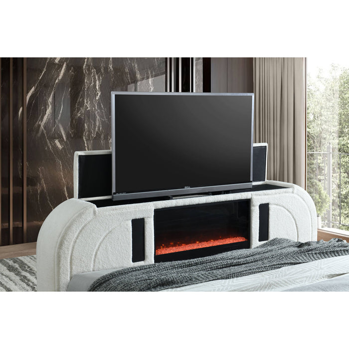 Shelyn - Bed With LED, TV Stand, Fireplace & Bluetooth