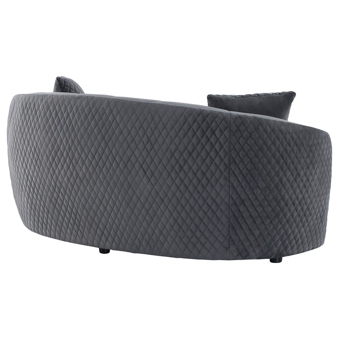 Lorraine - Upholstered Curved Loveseat - Dark Gray