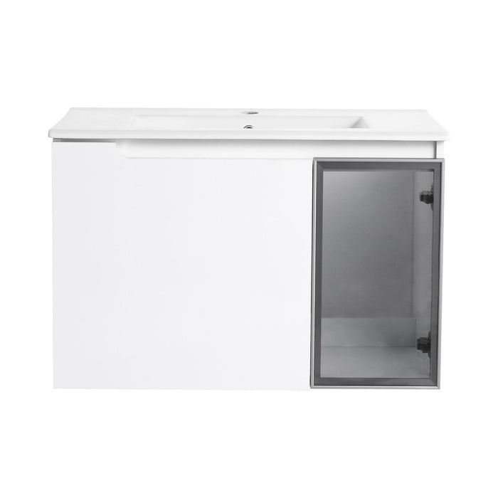 Wall Mounted Bathroom Vanity With Sink, 2 Soft Close Doors, Cabinet & Half Door