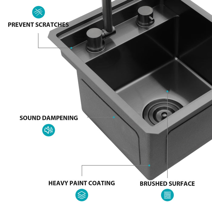 Modern Undermount Bar Sink With Folding Faucet