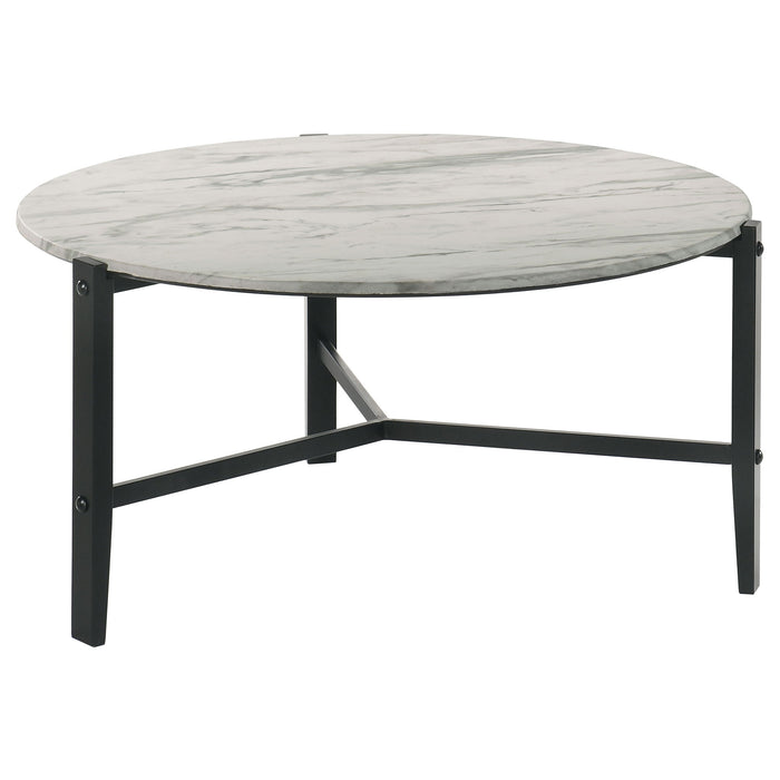 Tandi - Round Marble Coffee Table - White