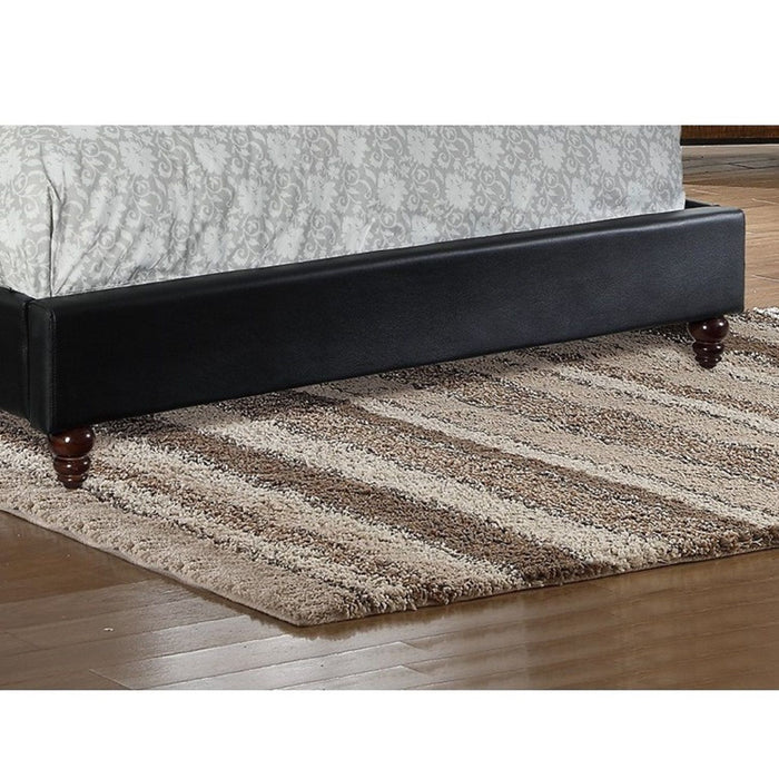 Bed With Curved Wingback Headboard, Button Tufted Upholstered