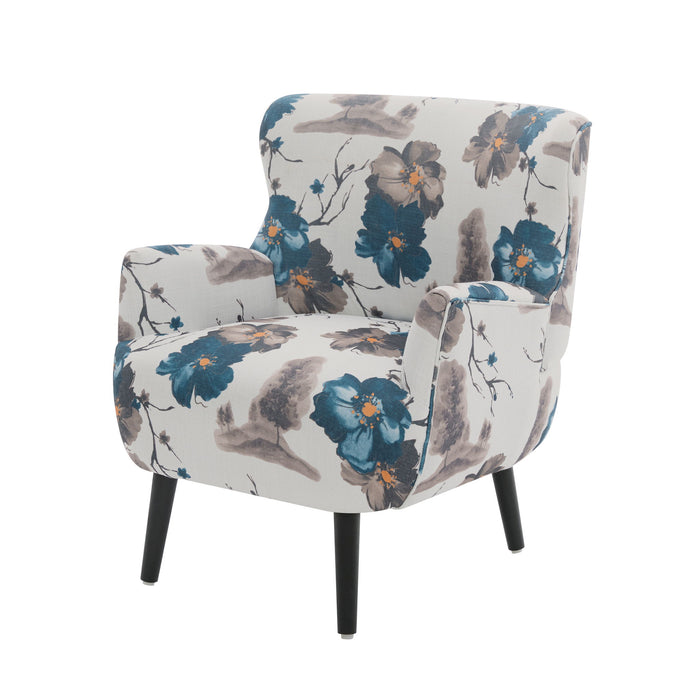 Armchair With Round Arm - White / Blue