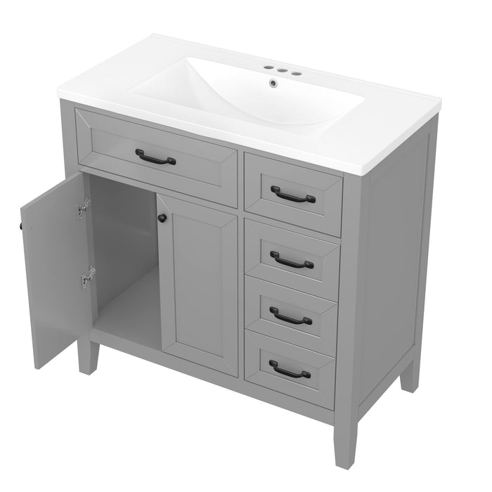 Modern Bathroom Vanity With Sink, Freestanding Design With Drawers And Doors