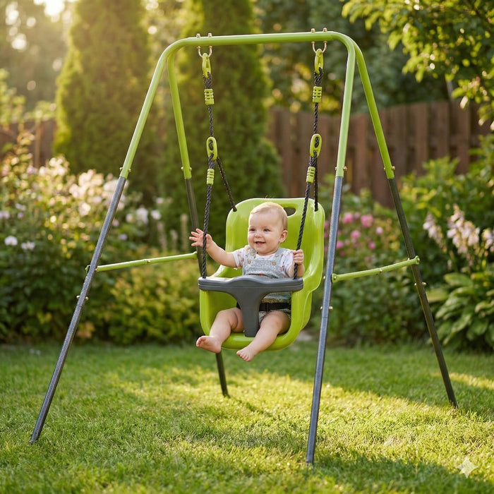Xns001 - Baby Swing With Safety Seat Indoor / Outdoor - Black / Green