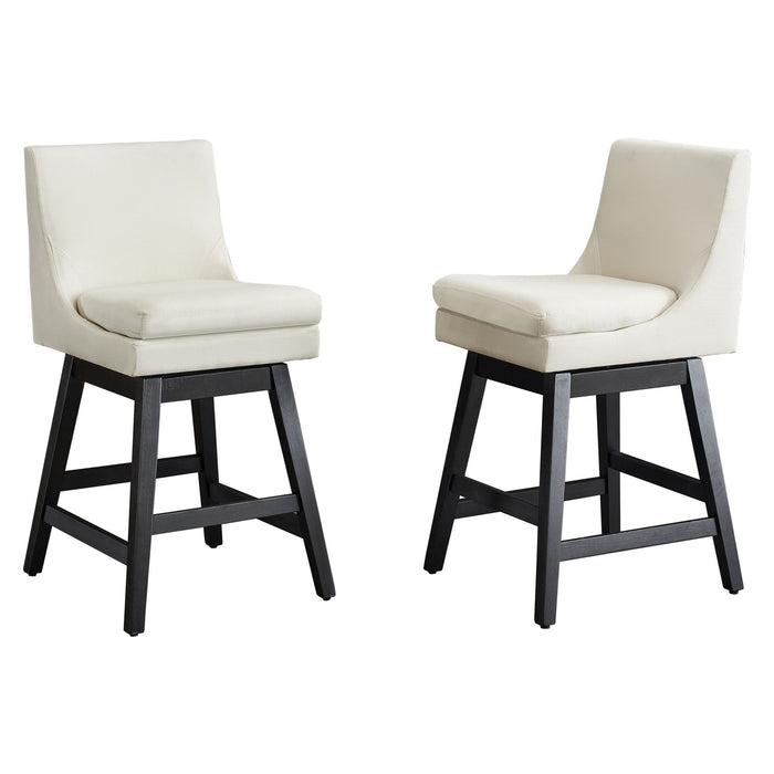 Upholstered Swivel Bar Stools With Ergonomic Design (Set of 2) - Cream White