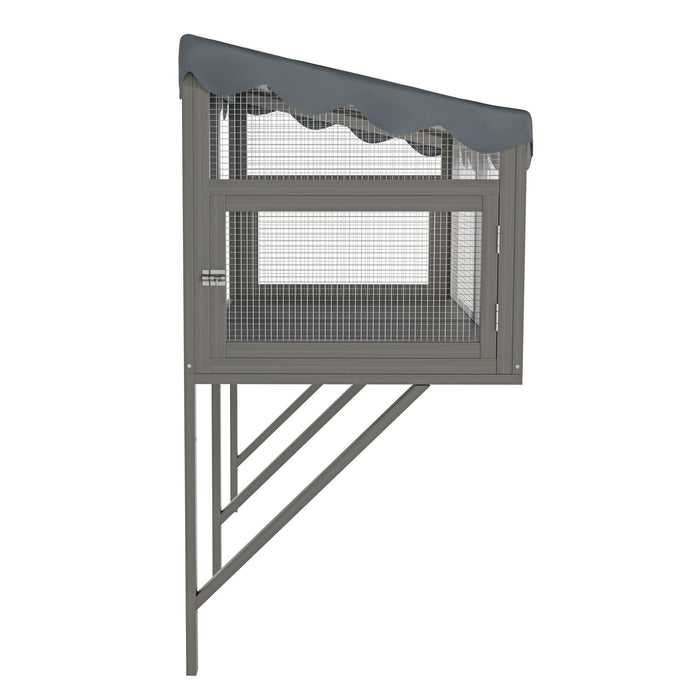Window Perch Catio For Indoor Cats, Expandable Enclosure With Secure Frame And Waterproof Roof, Suitable For Multiple Kittens - Gray
